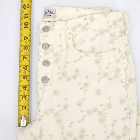 J Crew Billie Demi-Boot Crop Eyelet Off White High Waist Denim Jeans Womens 29 - Picture 7 of 12